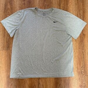 Nike Dri-FIT Mens Gray Training T-Shirt XXL Swoosh Logo Activewear Athletic gym